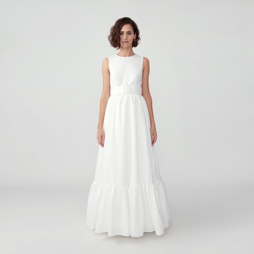 Fame & Partners Gathered Belted Gown